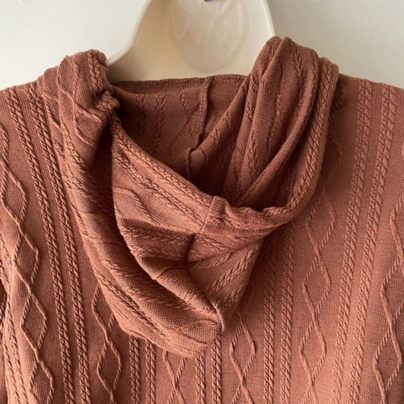 SHEIN Brown Cable Knit Raglan Sleeve Hoodie Small - Picture 6 of 15